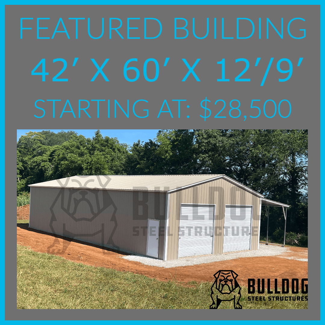 42' x 60' x 12'/9' Garage with Lean To